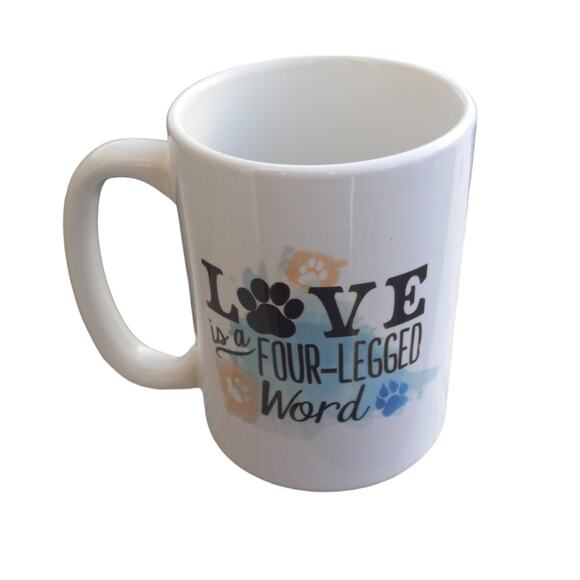 Love is a Four Legged Word Dog Lovers Rare Coffee Cup Coffee Mug - Picture 3 of 8